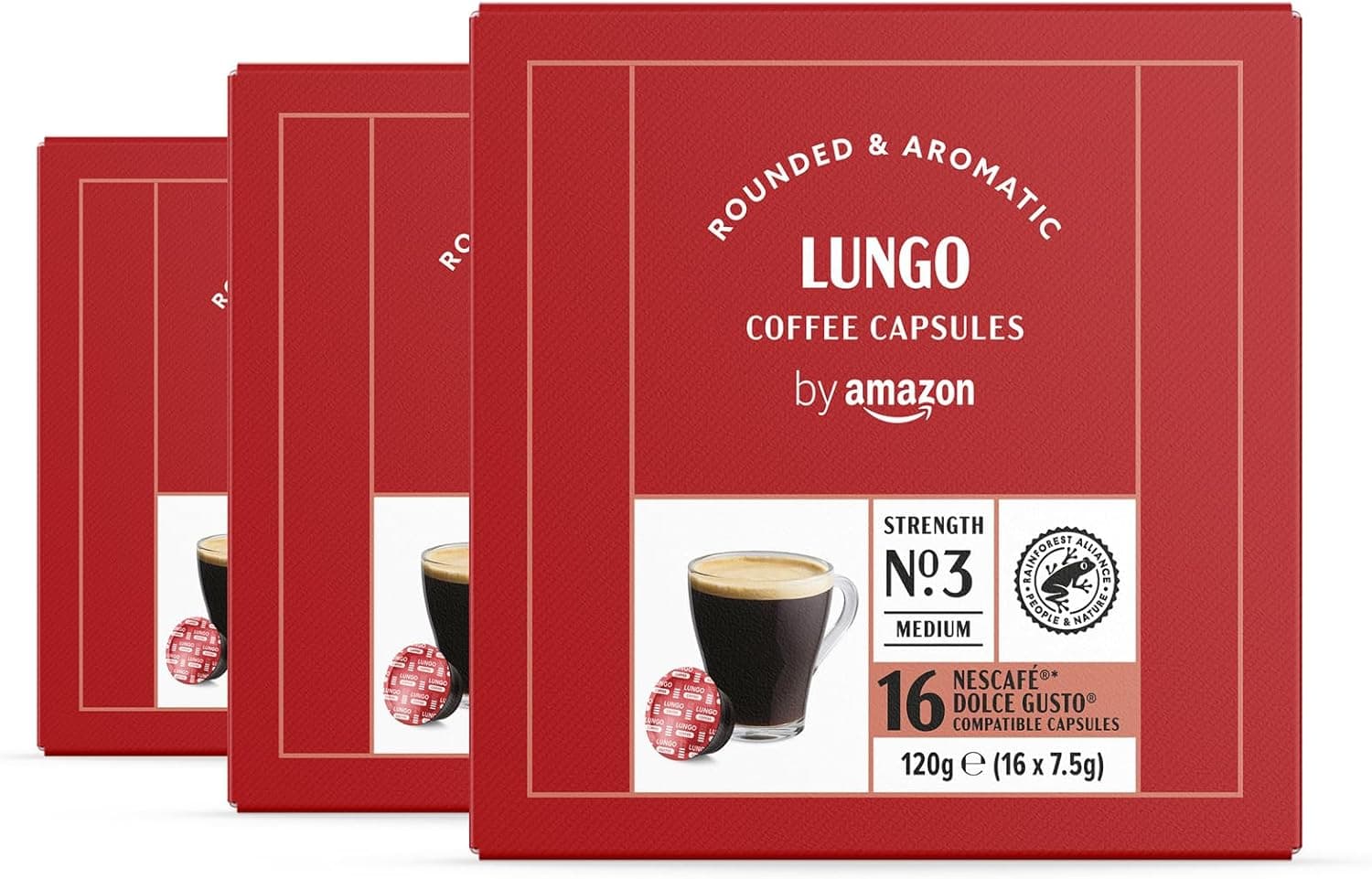 By Amazon Café Lungo end cápsulas compatíveis com Dolce Gusto, torção escura, 48 cápsulas