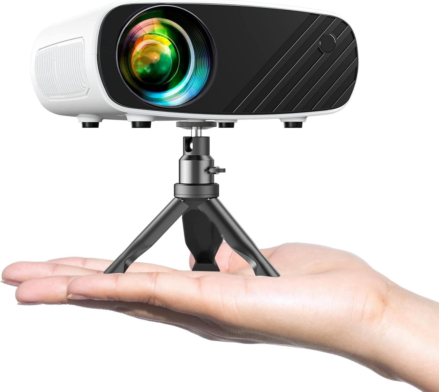 ELEPHAS Miniprojetor 4K de cinema em casa - Full HD 1080P 14000 Lux com tripé e bolsa de transporte, projetor portátil compatível com Android/iOS/Windows/TV Stick/HDMI/USB