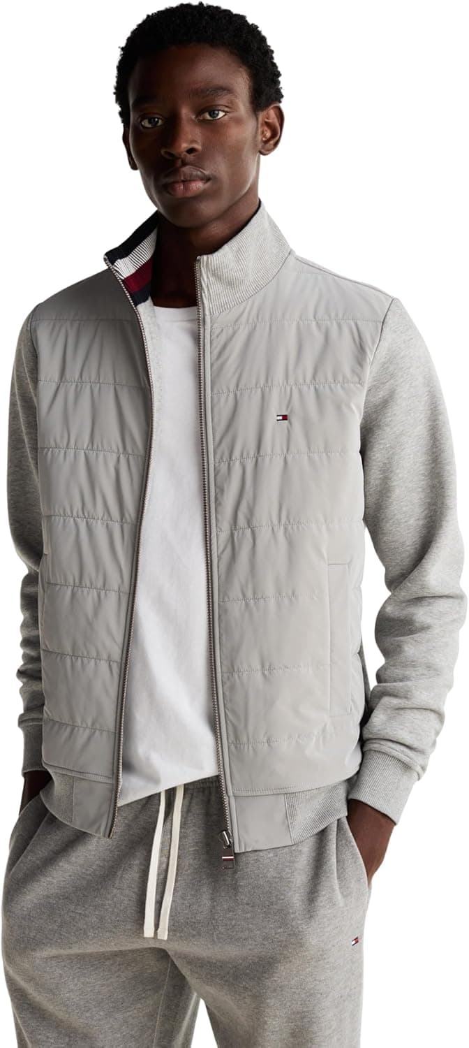 Tommy Hilfiger Casaco com fecho de correr para homem Mix Zip Thru Stand gola virada