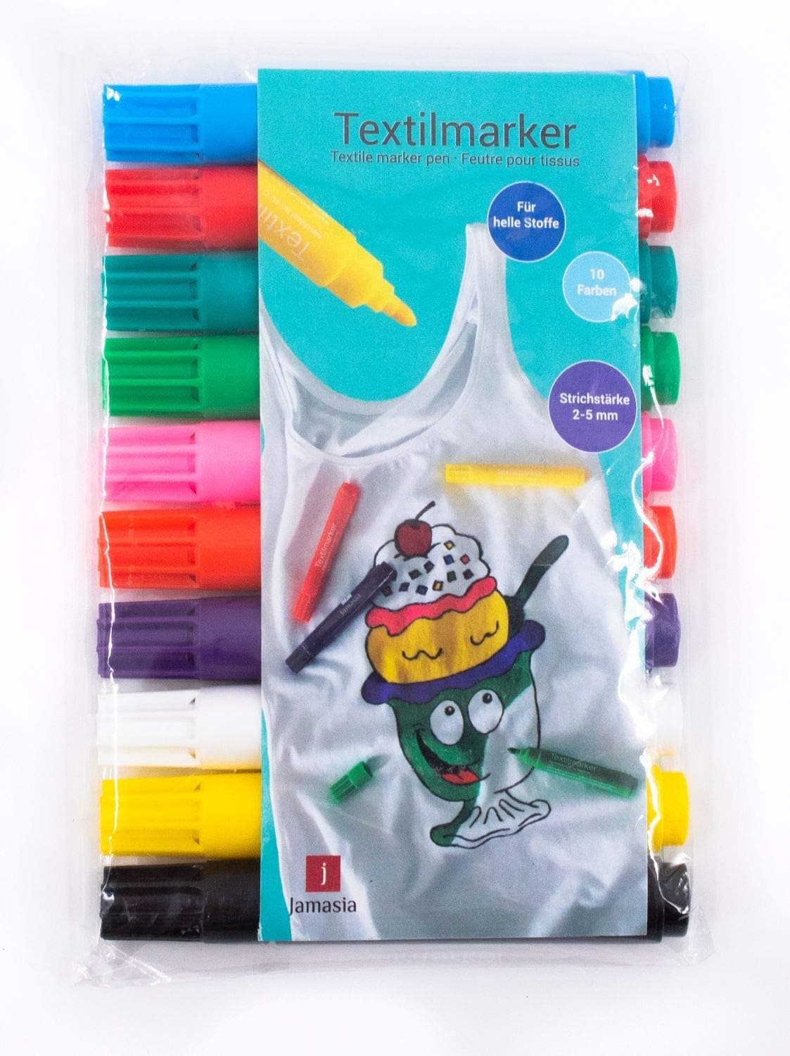 jamasia 999202 10 marcadores têxteis para pintar