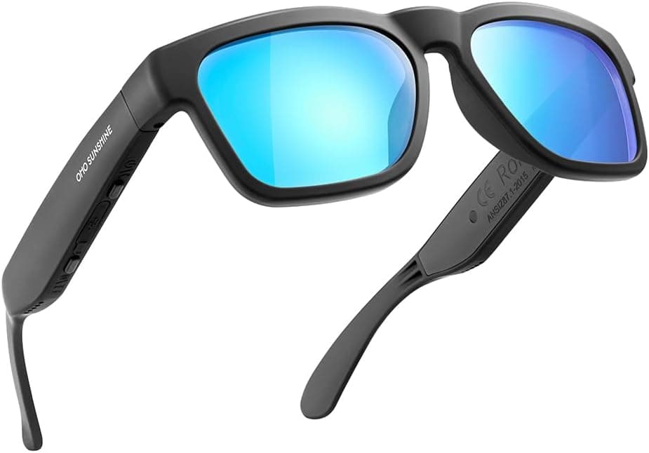 Óculos de sol de áudio de resistência à água OhO sunshine, óculos de sol Bluetooth de orelha aberta para ouvir música e fazer chamadas telefónicas