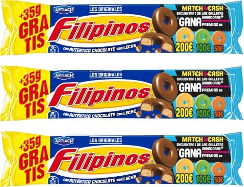 Artiach Filipinos | Bolachas cobertas com chocolate de leite 128 g x 3