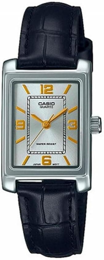CASIO COLLETION Relógio analógico para mulheres de quartzo com correia em couro LTP-1234PL-7A2EF