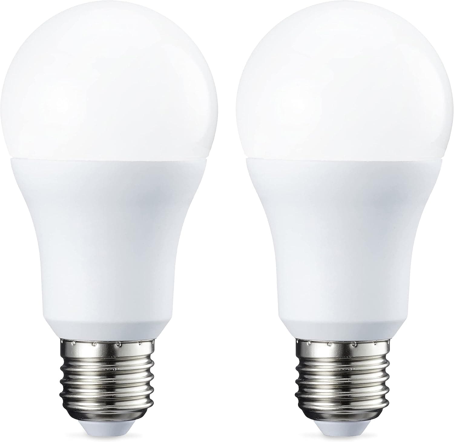Amazon Basics Lâmpada LED esférica E27, 10,5 W (equivalente a 75 W), branco quente, regulável - 2 unidades