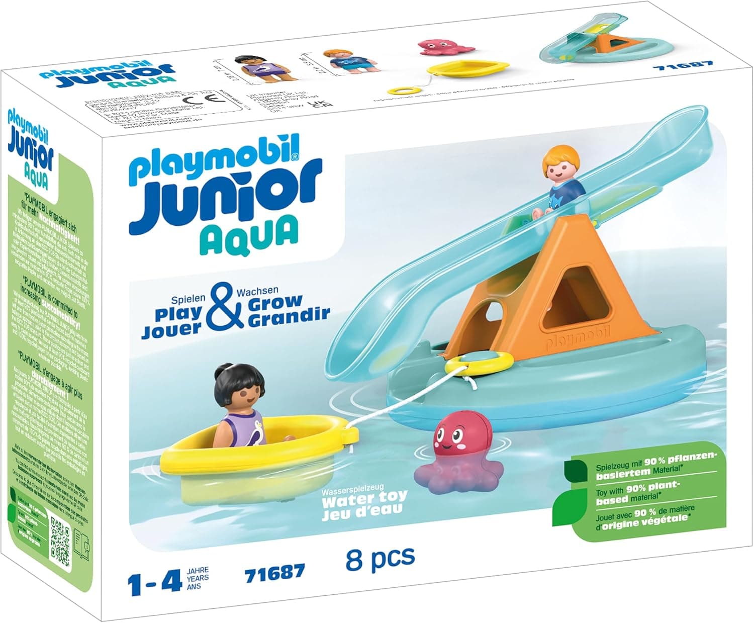 PLAYMOBIL Junior Aqua 71687 ilha de casa de banho com escorrega, inclui mola e esconderijo para animais