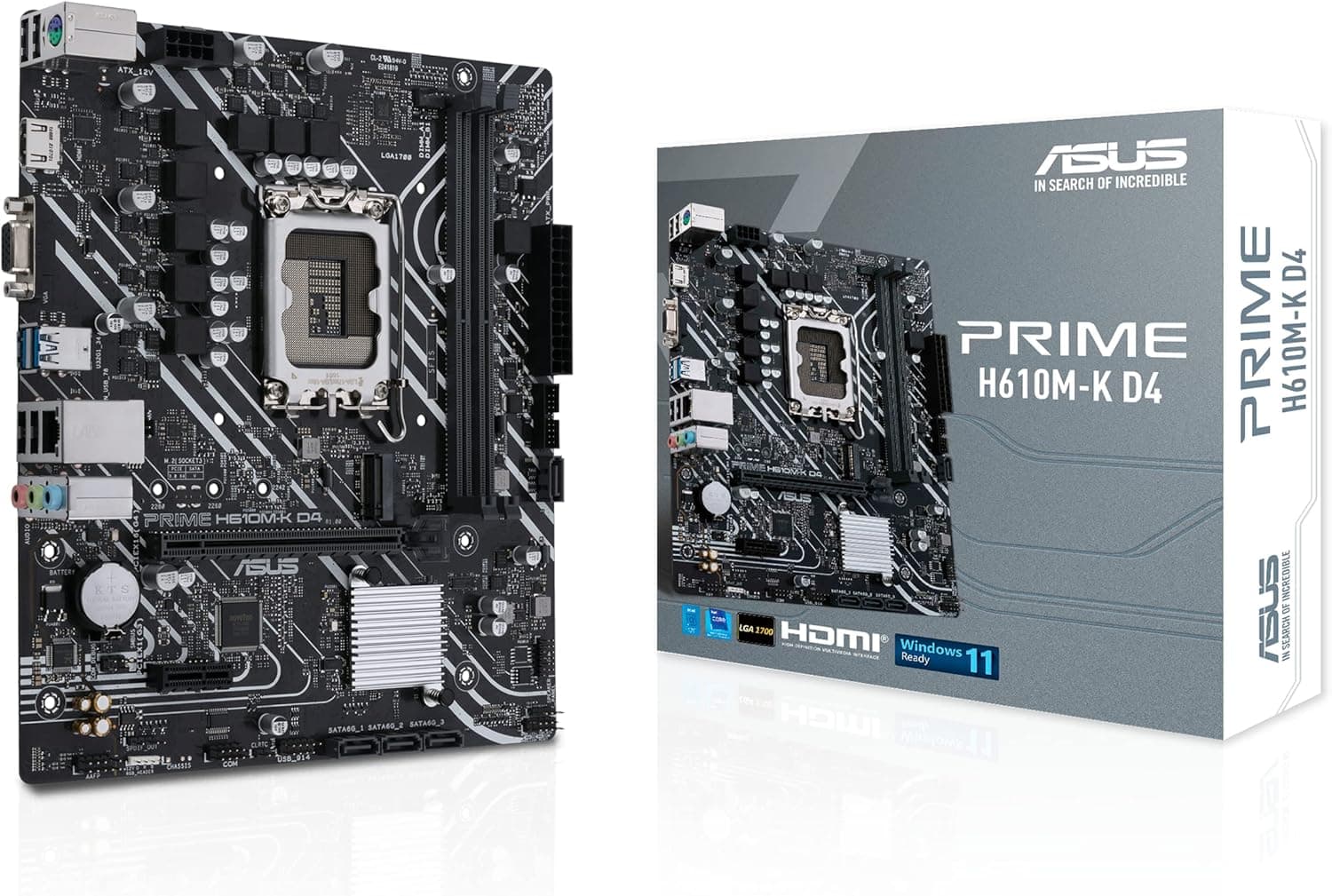 ASUS Prime H610M-K D4 motherboard mATX (LGA 1700, DDR4, PCIe 4.0, M.2, USB 3.2, HDMI, RGB, preta)