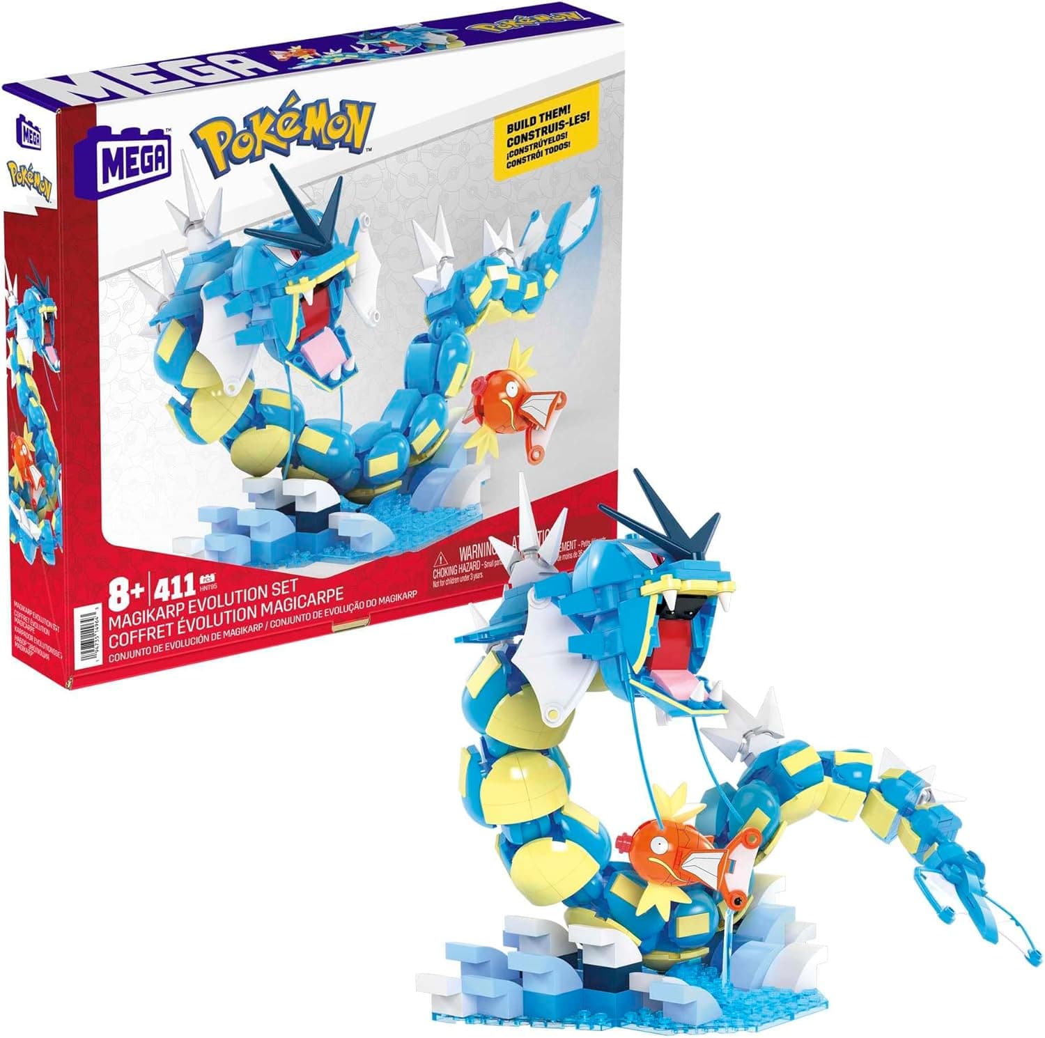 Mega Construx Pokémon Magikarp e Gyarados 400 blocos de construção, brinquedo + 8 anos (Mattel HNT95)