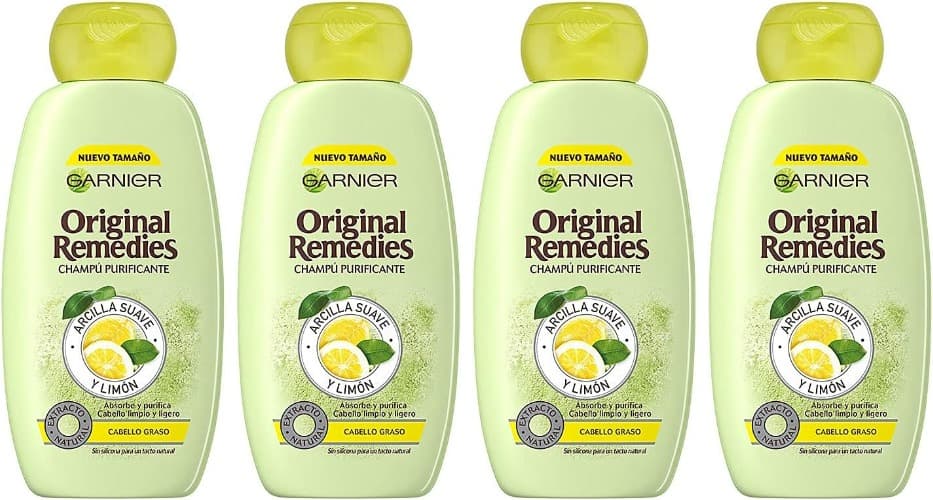 Garnier Original Remedies | Shampoo para cabelo oleoso com argila e limão 300 ml x 4