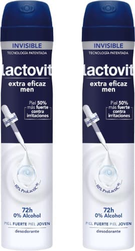 Lactovit - Desodorante extra eficaz para homem, 0% álcool, anti-irritações e 72H de eficiência, 200 ml