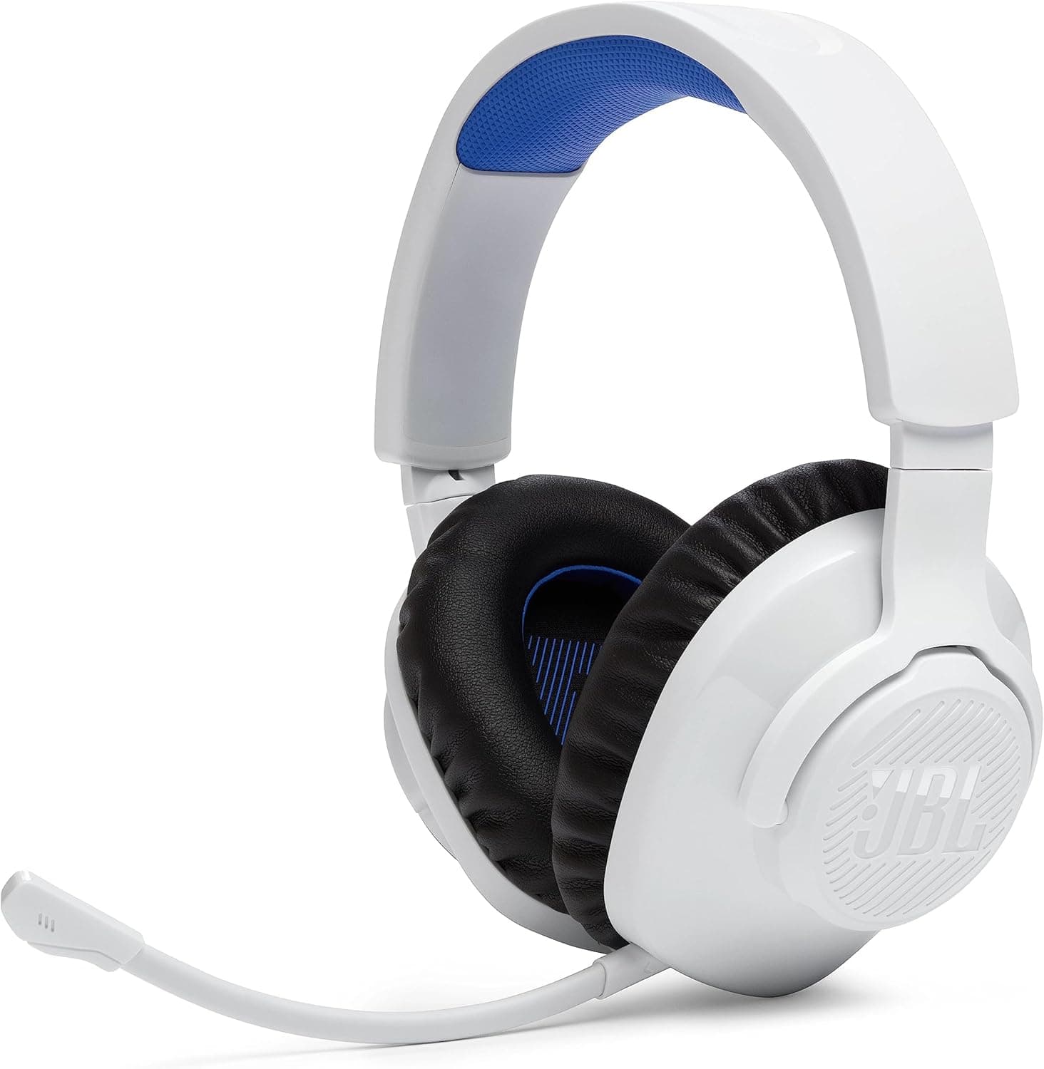 JBL Quantum 360P Auriculares sem fios com bluetooth para Playstation, microfone removível, cancelamento de ruído ativo, QuantumSOUND Signature, bateria de 22 horas, branco