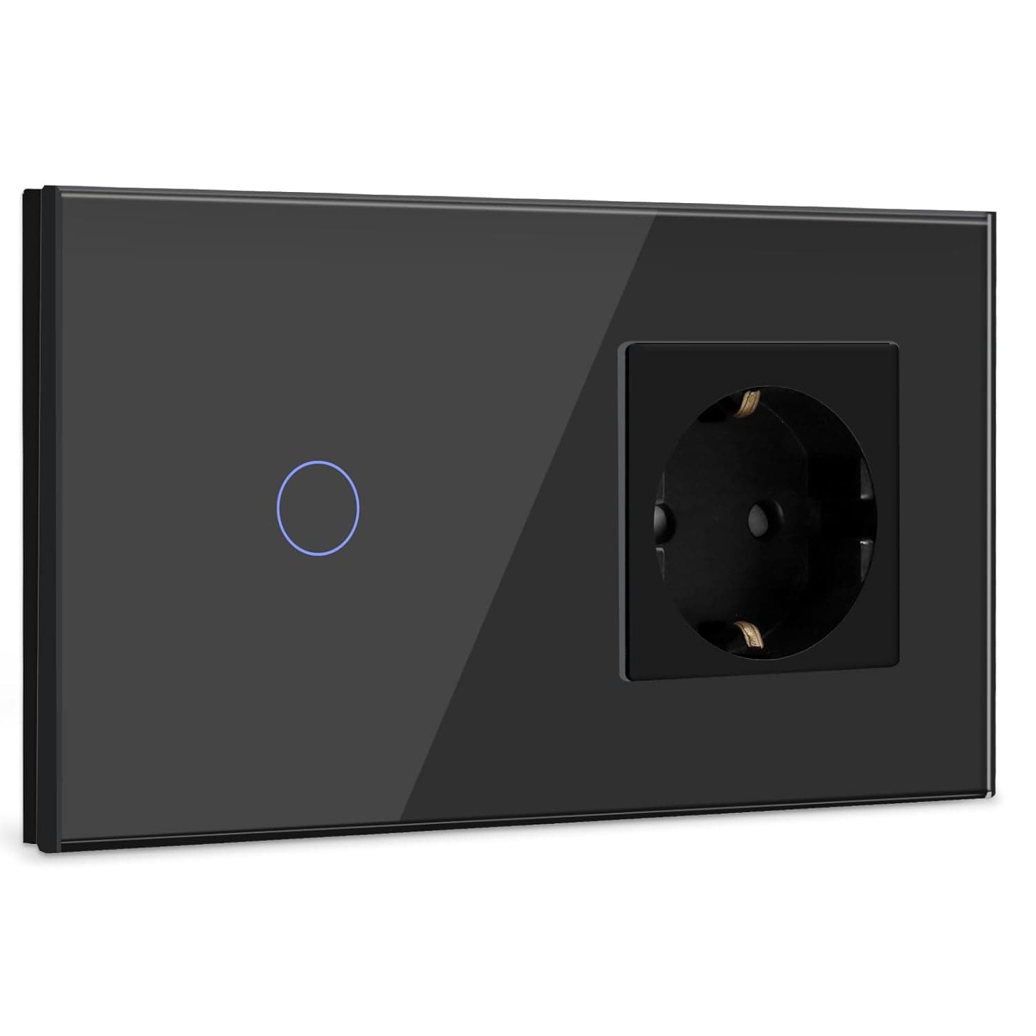 BSEED Interruptor com tomada 1 via preto/branco | Interruptor de parede com tomada para controlo de luz