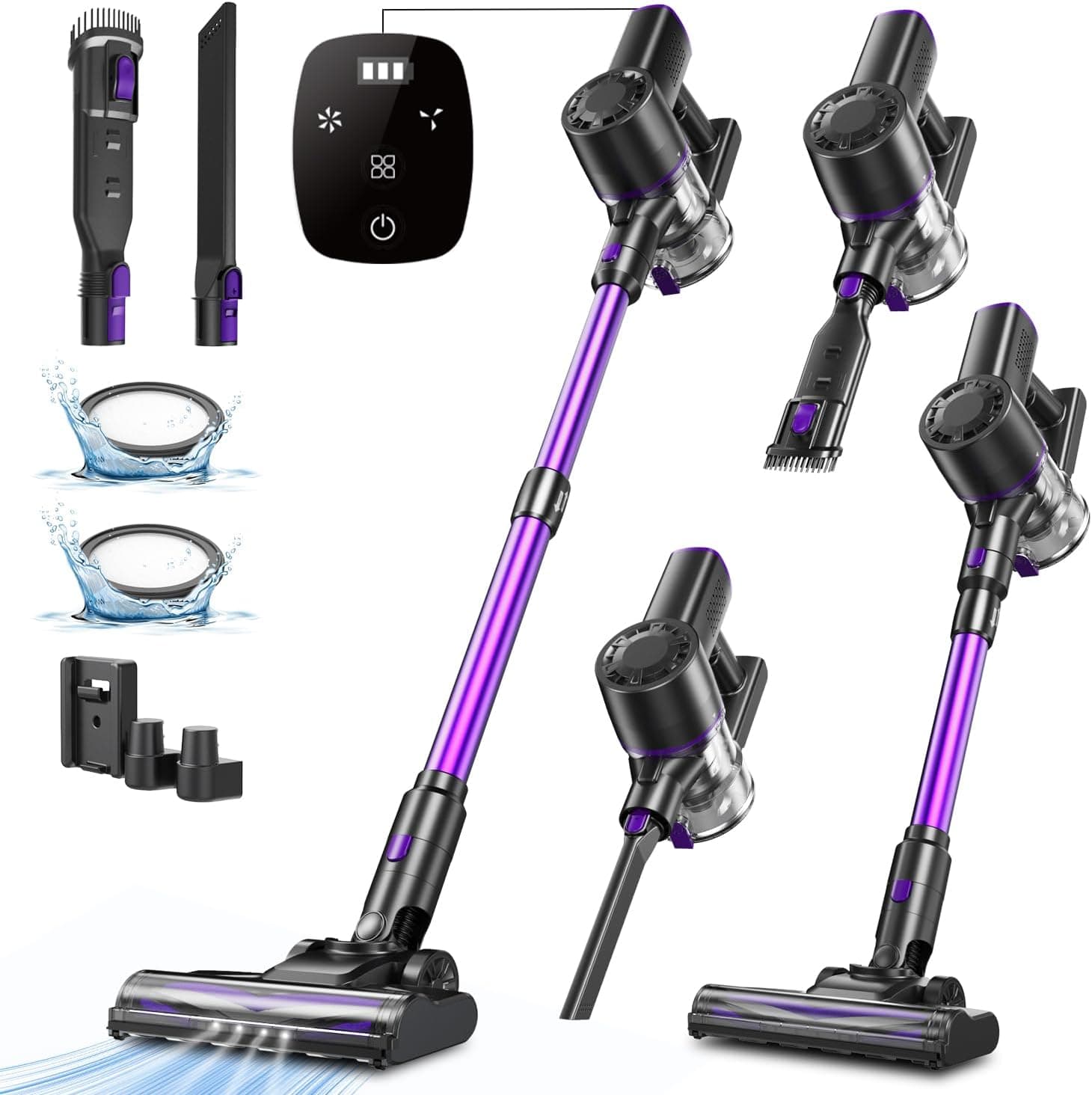 Vexilar V8PRO Aspirador sem cabo de 35 KPa, aspirador 3 em 1, automonomia 40 minutos, vassoura aspirador sem cabo potente sucção, aspirador vertical para chão/tapete/pelos de animais de estimação