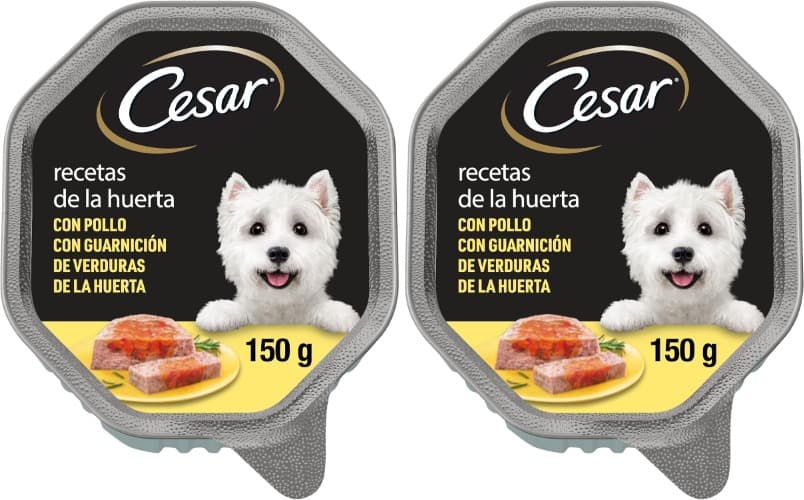 Cesar Comida húmida para cães, receitas da horta em paté e gelatina, 150g x 2