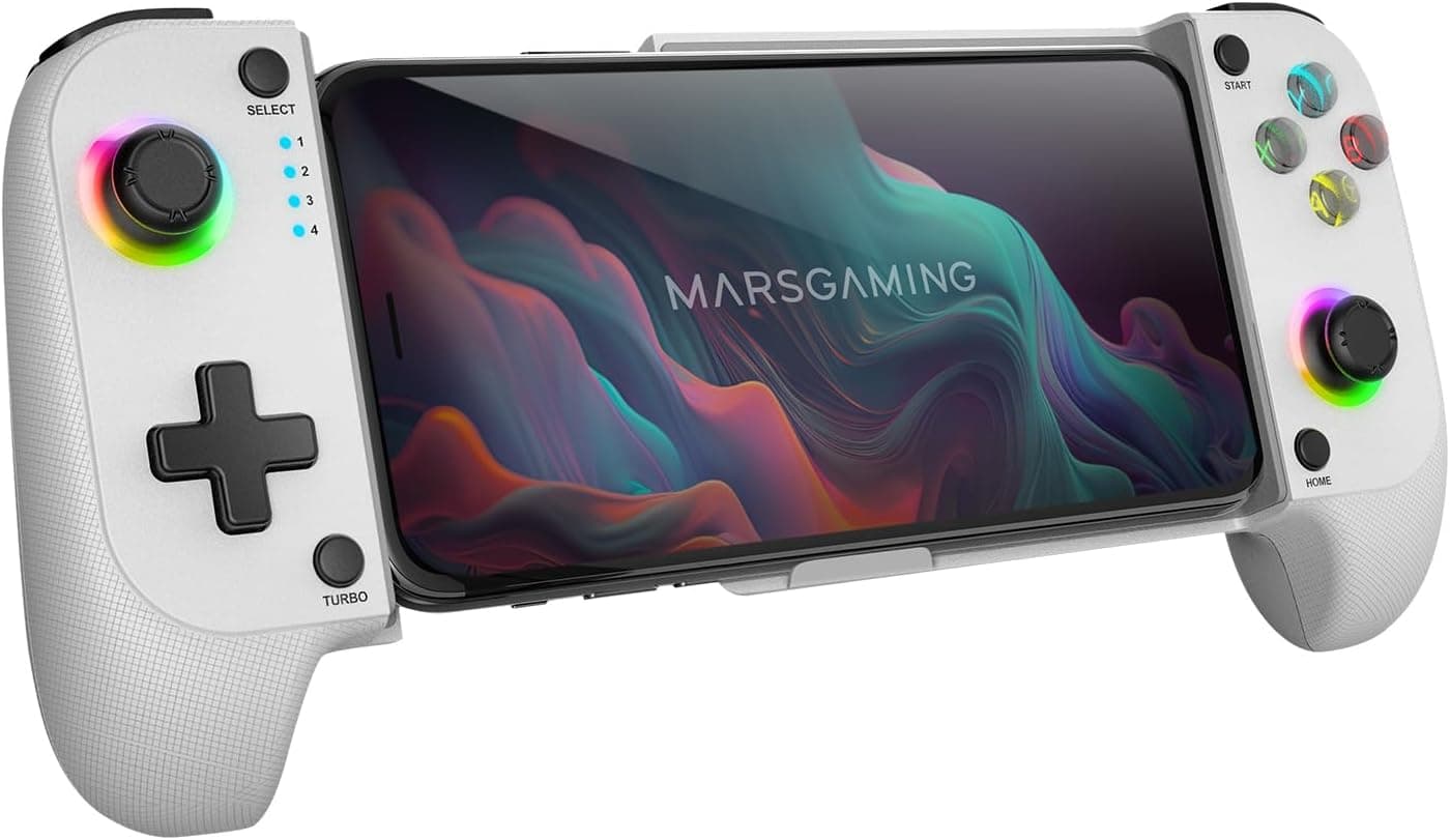 Mars Gaming MGPX | Comando Bluetooth com vibração dupla, iluminação RGB, função turbo e compatibilidade com PC, Android, iOS e consolas