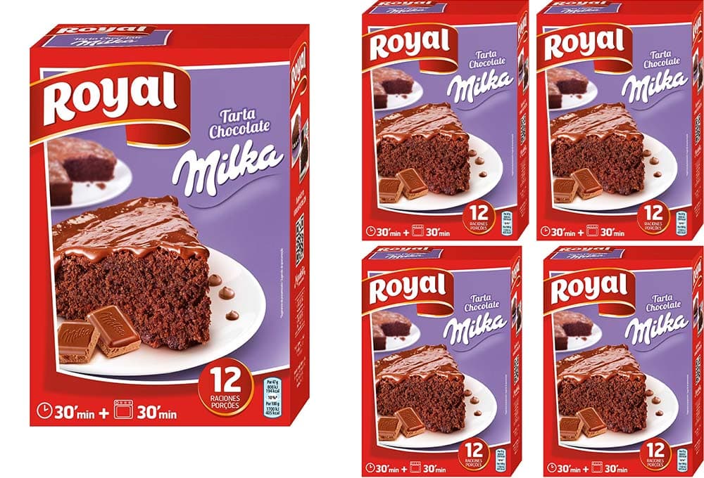 Royal Bolo de chocolate Milka, preparado em pó, 350 g x 5