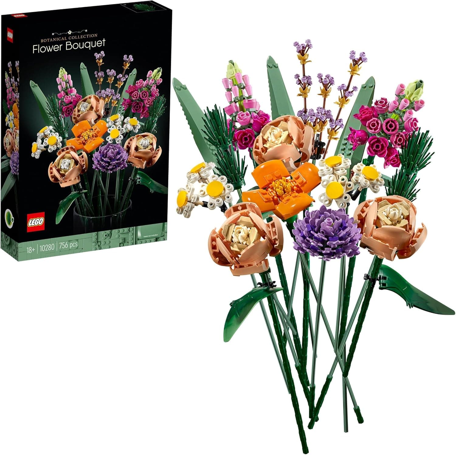 Lego Ícons ramo de flores, casaco de construção para adultos, plantas artificiais coleção botanical, presente para mulheres e homens, detalhe para mães, irmãs, noivas 10280