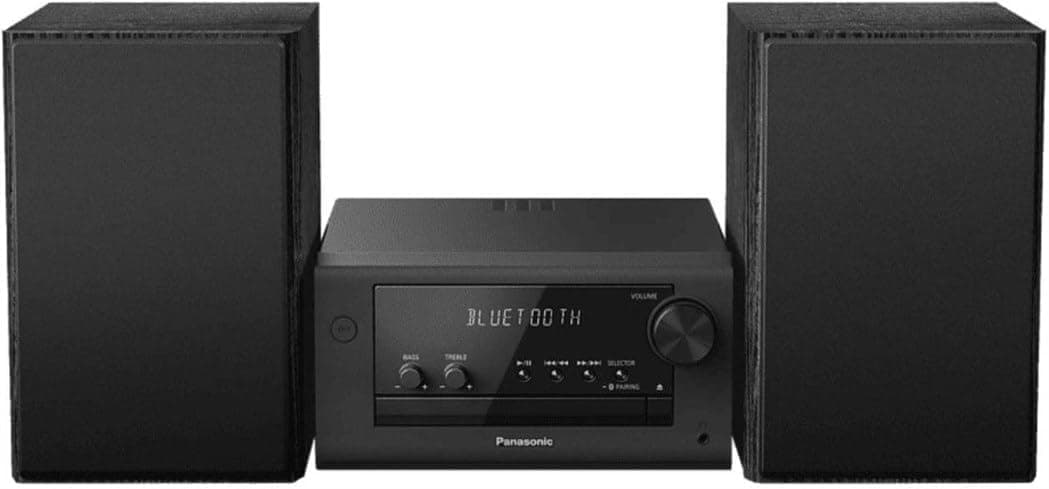 Panasonic SC-PM704EG-K Sistema estéreo compacto micro HiFi com CD, rádio Dab+/FM, USB e Bluetooth, altifalantes de 80 W, controlo de graves, cor preta