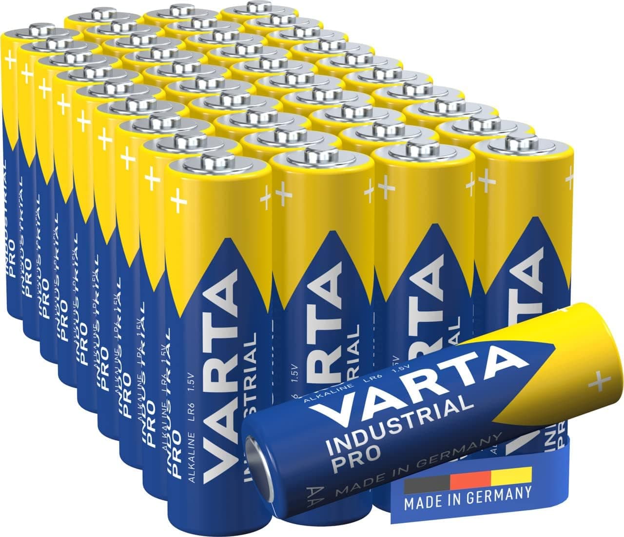 VARTA Pilhas AA, embalagem de 40, Industrial Pro, baterias alcalinas, 1,5 V, embalagem de armazenamento de embalagem ecológica, Made in Germany 