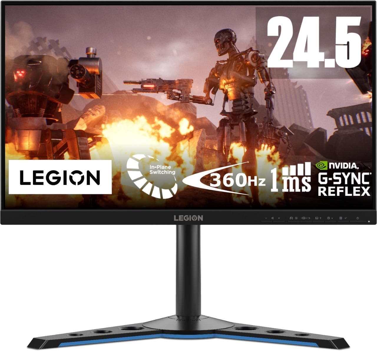 Lenovo Y25g-30 Monitor Gaming eSports de 24,5" (FHD, IPS, 360Hz, 1 ms, HDMI+DP+USB-C, cabo DP e USB-A para USB-B, G-Sync e Reflex, altifalantes, base metálica) ajuste de inclinação/altura