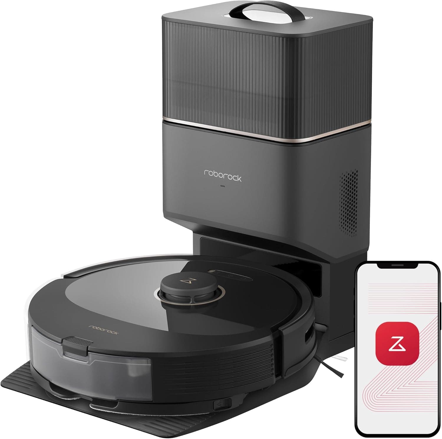 roborock Q8 MAX Robot aspirador escovas duplas, vácuo automático de sucledade, HyperForce® 5500 Pa, zonas proibidas, PreciSense® LiDAR, desenho 3D, níveis de limpeza múltiplos, aplicativo, preto