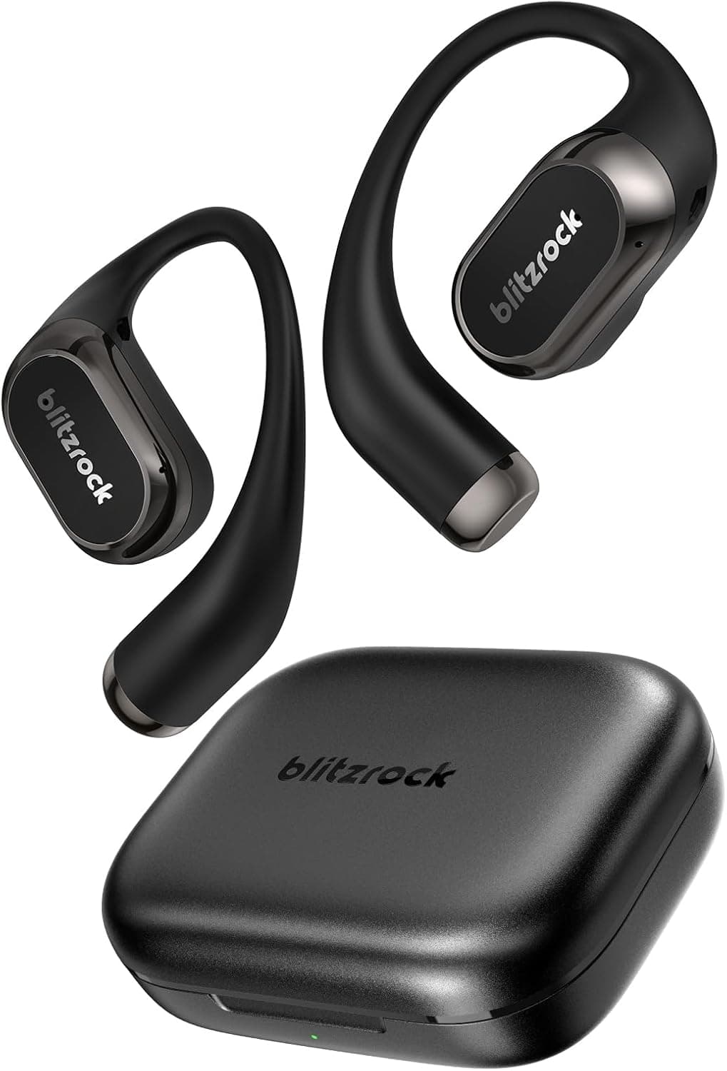 BlitzRock CT3 Pro Auriculares orelha aberta, som rico e equilibrado, chamadas claras com IA, ajuste seguro, reprodução 40H, auriculares sem fios Bluetooth 5.4 desportivos, IPX5, preto