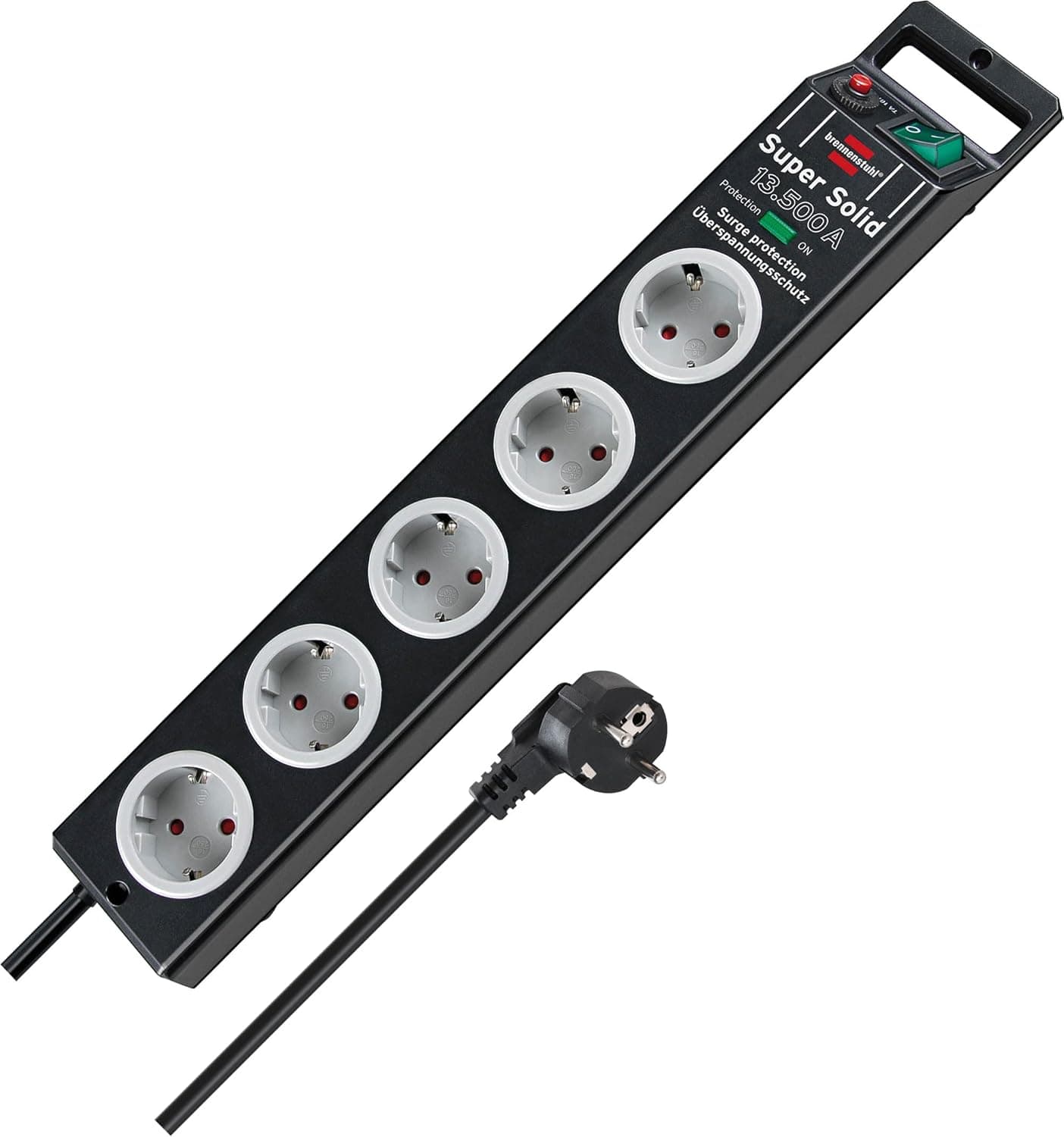 Brennenstuhl Super-Solid Extensão contra picos de tensão, 230 V, 45 cm, preto/cinzento