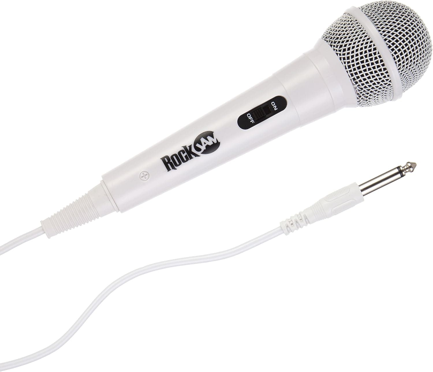 RockJam Microfone Karaokê Branco | Dinâmico, unidirecional, com cabo de 3 m e ideal para festas e gravações
