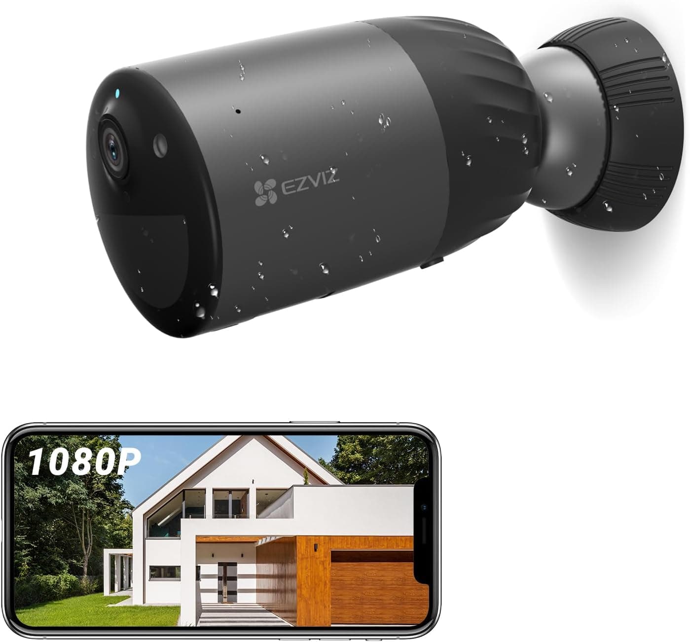 EZVIZ BC1C - Câmara de vigilância WiFi exterior sem fios 1080P, autonomia de 210 dias, câmara com baterias 7800 mAh, deteção de pessoas, visão noturna colorida, áudio bidirecional, IP66