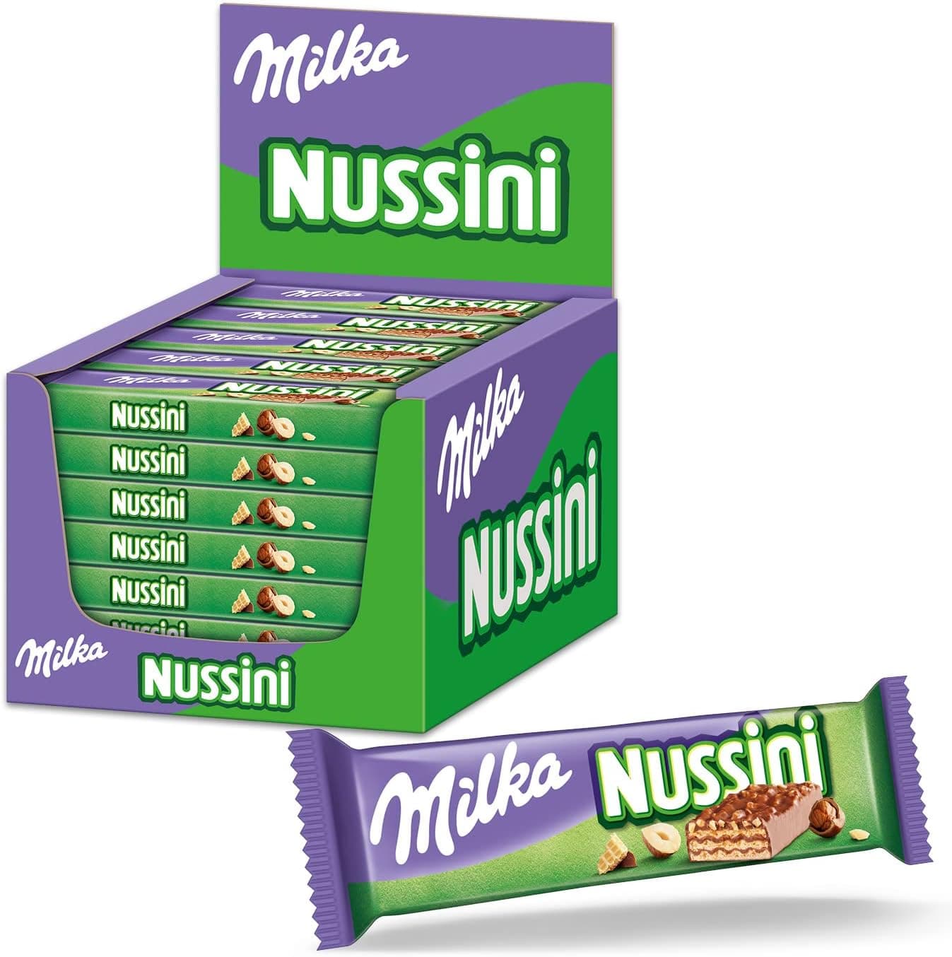 Milka Nussini - Barras de chocolate com wafer crocante (35 barras de 31,5 g)