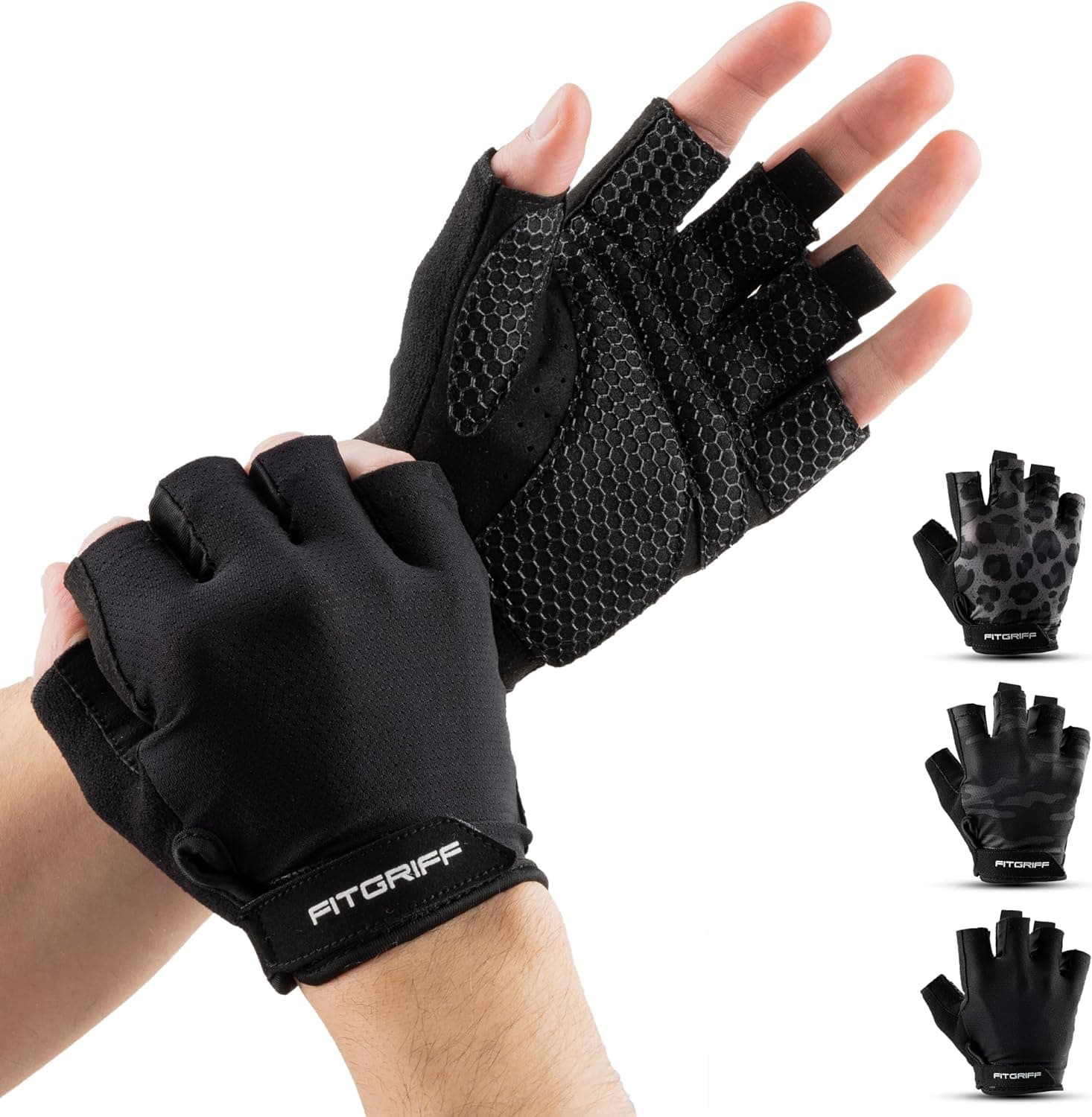 Fitgriff® Luvas ginásio homem e mulher (acolchoado) - acessórios para ginástica, fitness, treino e levantamento de pesos