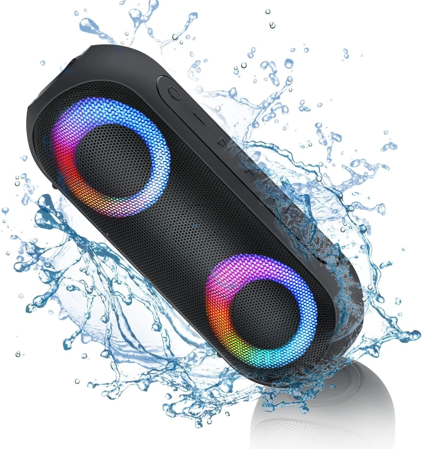 NOTABRICK Altifalante Bluetooth com luz, caixa de música portátil com IPX7, impermeável, Bluetooth 5.0, 30 W, emparelhamento estéreo, bateria de 24 horas para casa, exterior, festa, viagens (preto)