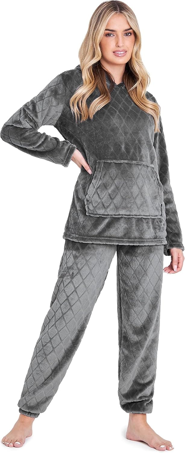 CityComfort Pijama de inverno completo para mulher com capuz