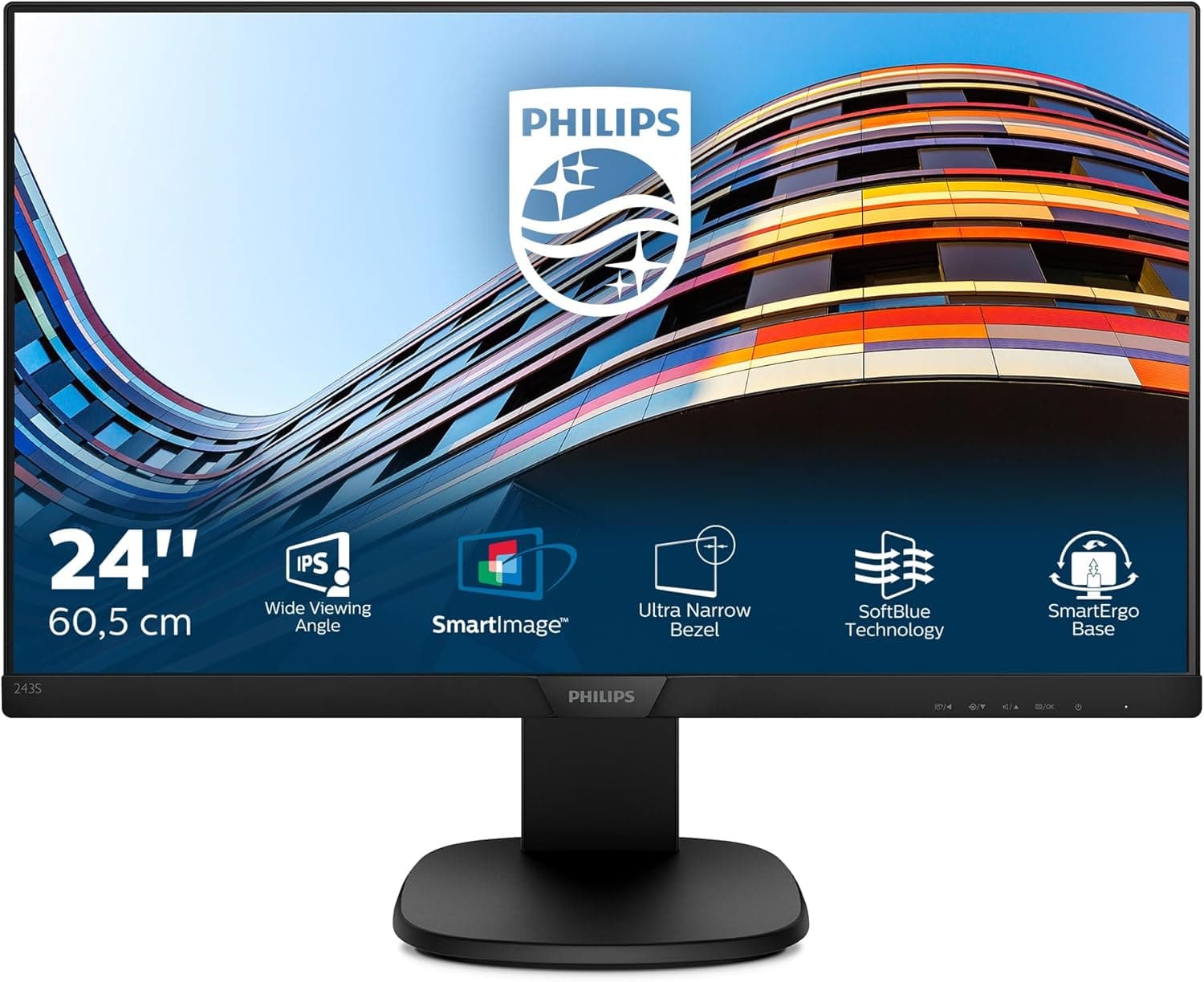 Philips Monitors Philips 243S7EHMB/00 Monitor de 23,8 polegadas (resolução 1920 x 1080 pixels, tecnologia WLED, contraste 1000:1, 5 ms, HDMI), cor preta