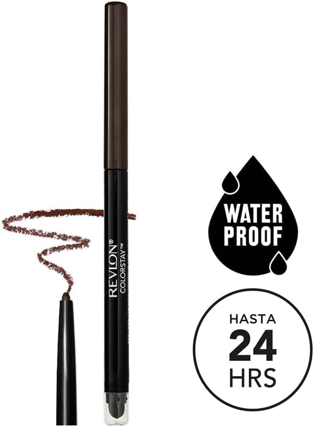 Revlon – ColorStay Eye Line Delineador de Ojos, con Sacapuntas y Esponja para Difuminar, 24 h de Duración, Resistente al Agua, para Todo Tipo de Piel, Tono Marrón