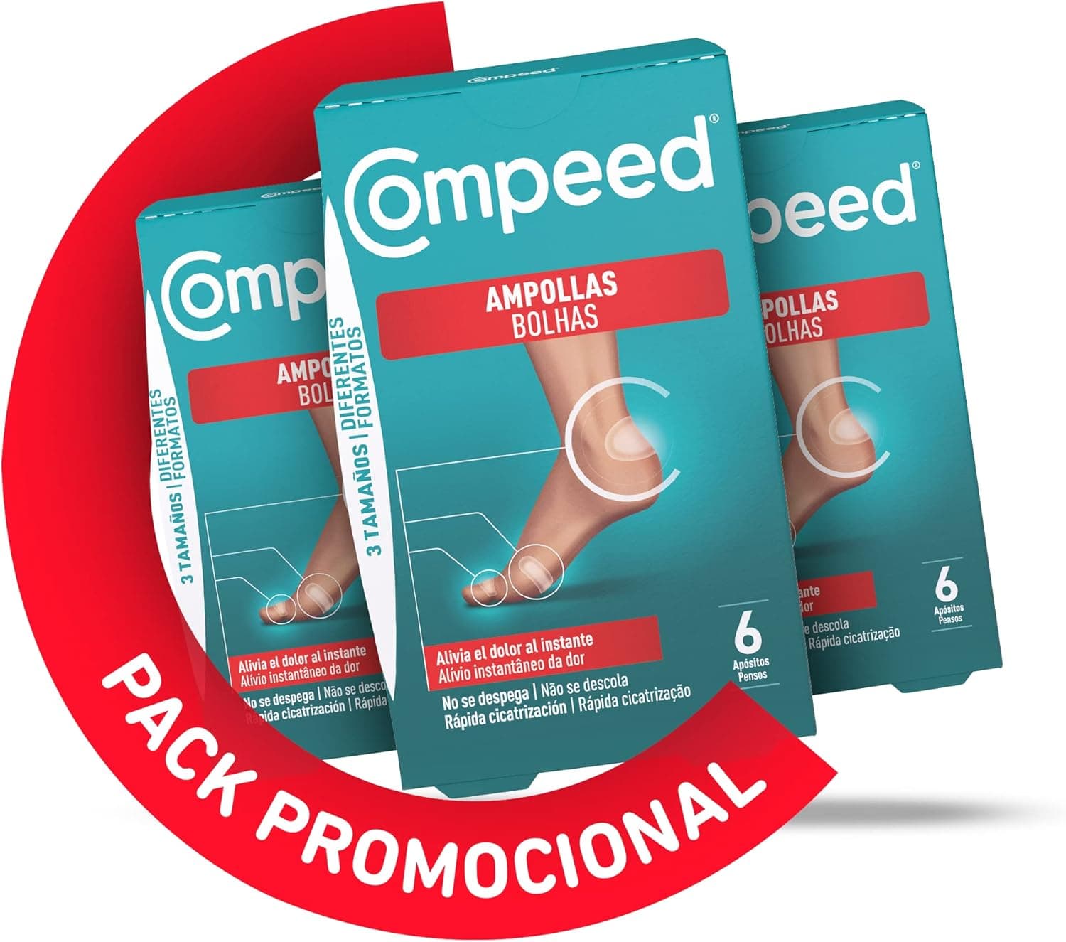 COMPEED Ampolas sortidas, adesivos hidrocolóides contra roçaduras, pack 3 x 6 unidades