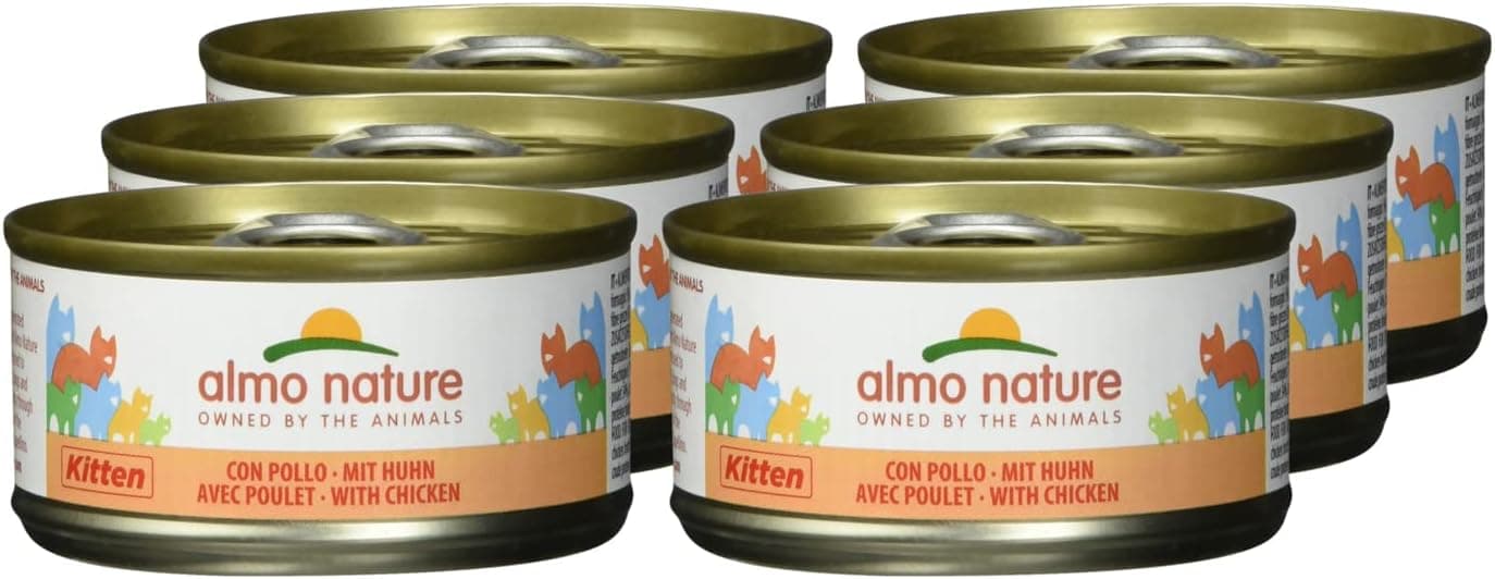 almo nature Comida para gato com frango, pack de 6 x 70g