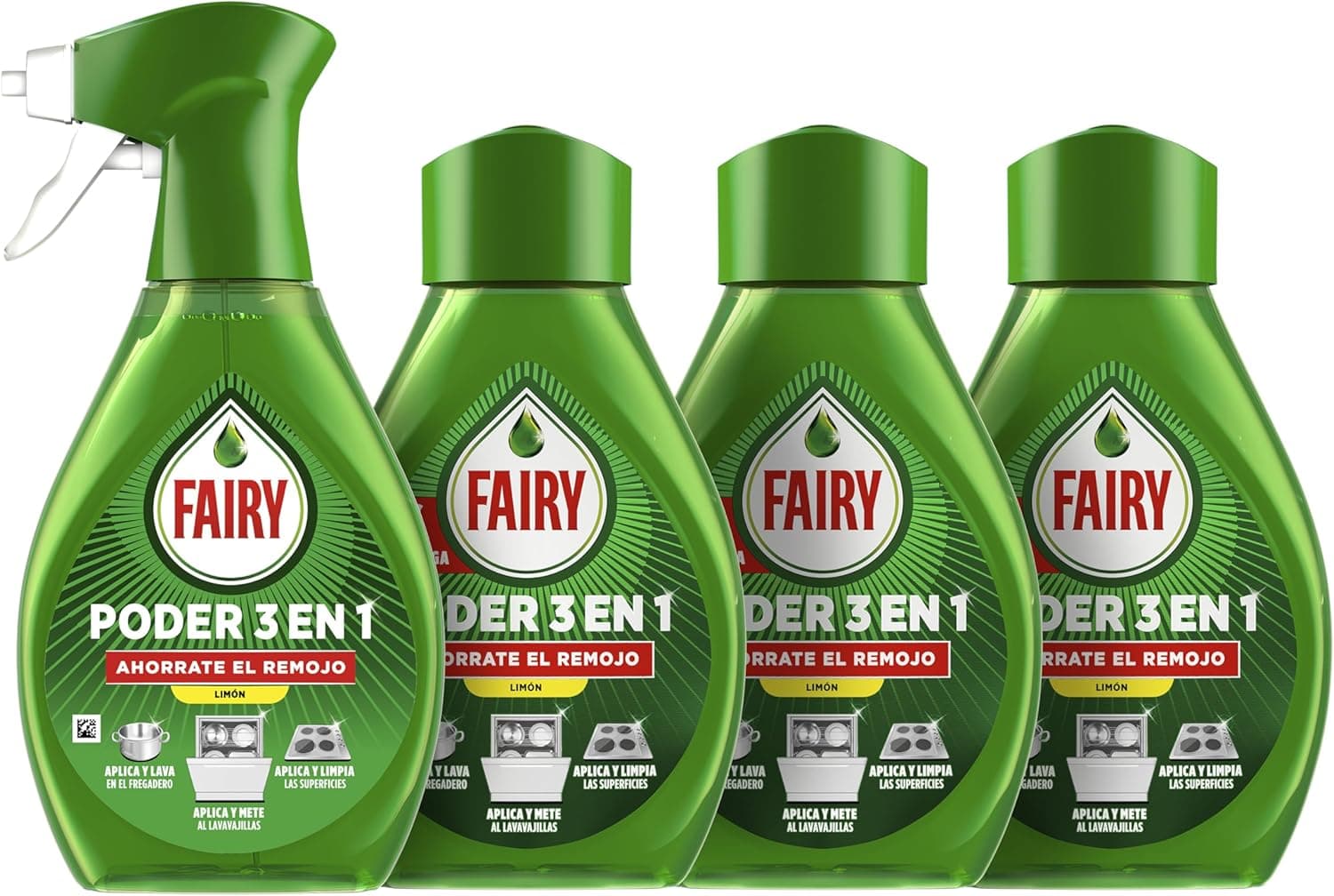 Fairy Poder sem imersão em spray de limão, pré-tratamento para louça e cozinha, eficaz com 100 % de gordura, desengorduramento, limpeza rápida sem esforço, spray e recarga 1000 ml 2 x recarga (2 x 2 x