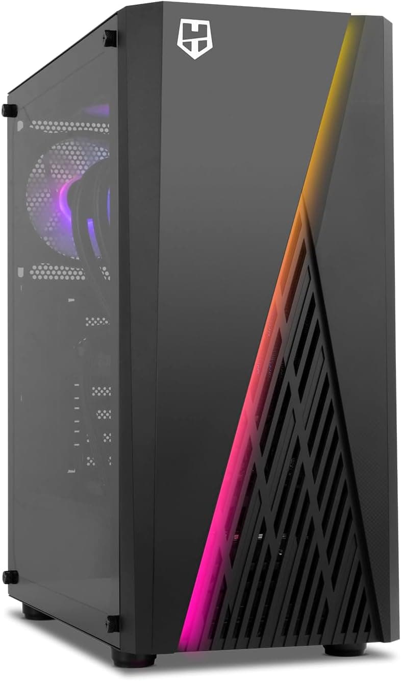 NOX Xtreme Products Hummer Frost | Caixa para PC ATX e Micro ATX com faixa LED ARGB painel em vidro temperado e suporte até 6 ventoinhas