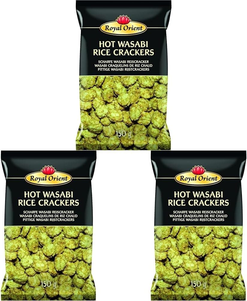Royal Orient Picante Wasabi arroz bolachas salgadas 150 g (embalagem de 3)