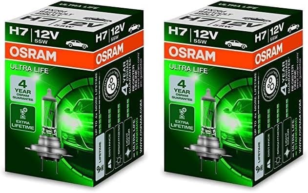 OSRAM ULTRA LIFE H7, lâmpada para faróis de halogéneo, 64210ULT, carro de 12 V, 2 embalagens