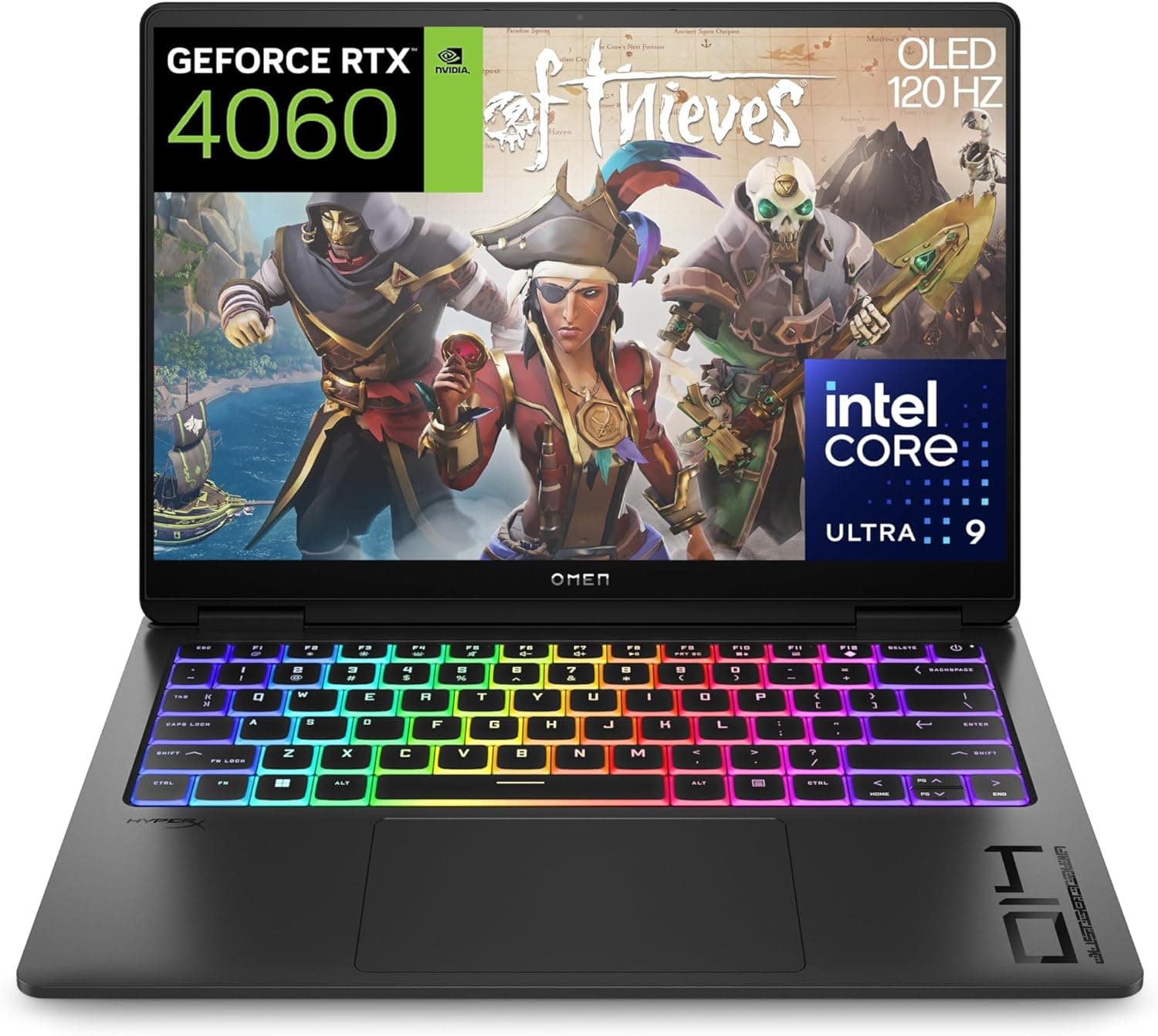 HP OMEN Transcend 14-fb0008ns Computador portátil Gaming de 14", OLED 2,8 K 120 Hz (Intel Core Ultra 9 185H, 32 GB RAM, 1 TB, NVIDIA GeForce RTX 4060, FreeDOS) preto - Teclado QWERTY E. Espanhol