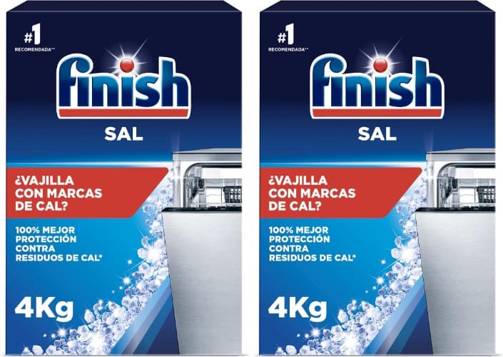 Finish Sal para máquina de lavar louça, função anticalcário, maior desempenho da máquina de lavar louça, 4 kg x 2
