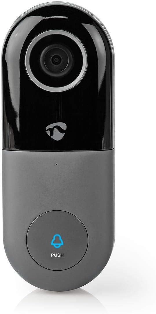 NEDIS Smartlife Videoporteiro | Wi-Fi | Transformador, AndroidT/iOS | Full HD 1080p | Cloud/microSD (não incluído), IP54, com sensor de movimento, visão noturna, cinzento/preto