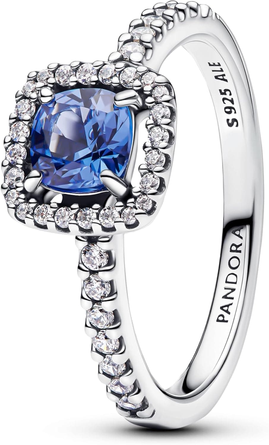 PANDORA 193555C01 | Anel em prata com pedra azul para mulher