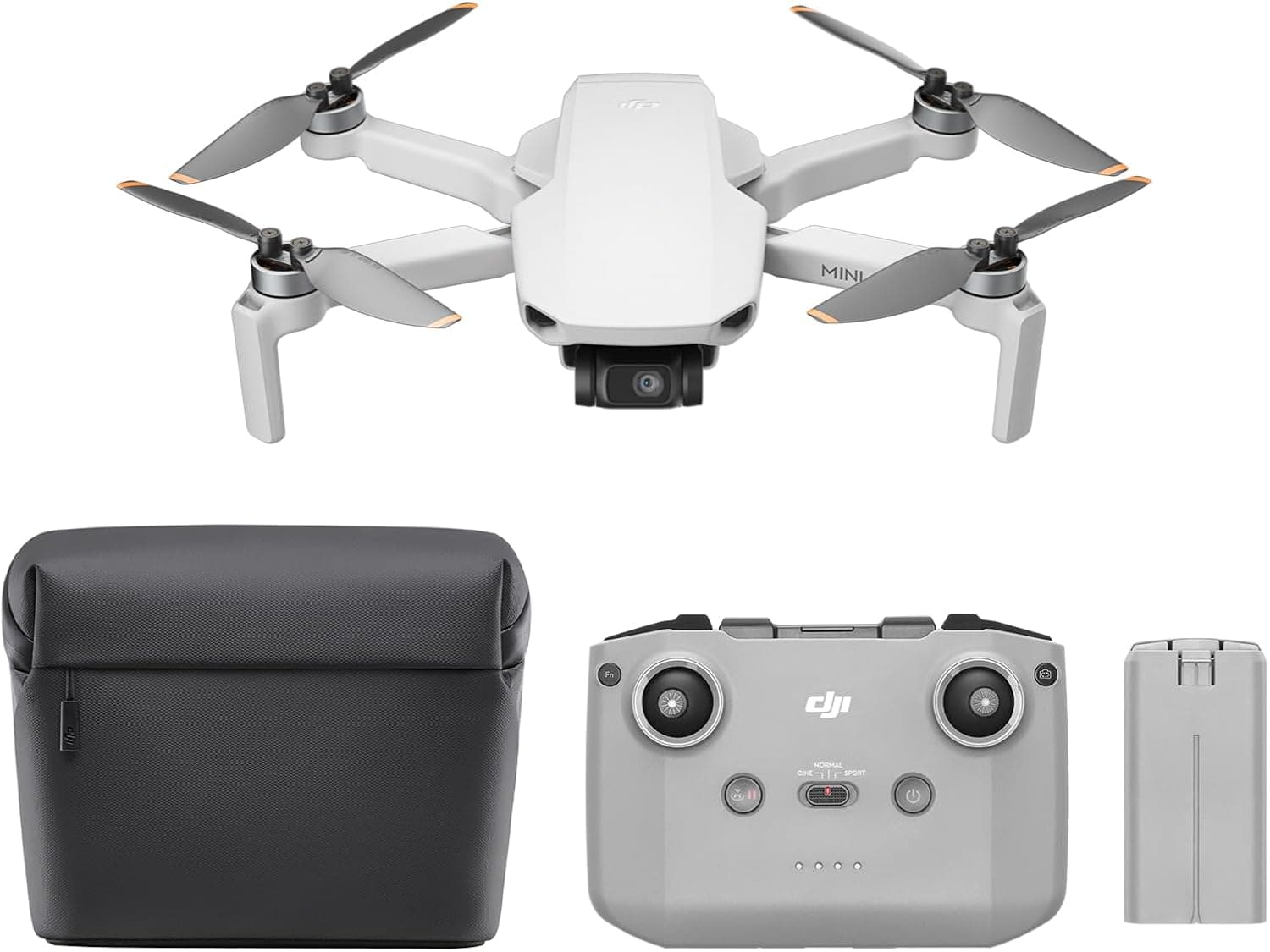 Pack DJI Mini 4K com câmara, drone com câmara 4K UHD, menos de 249 g, estabilização em 3 eixos, transmissão de vídeo a 10 km, retorno automático, 2 baterias para um máximo de tempo. de voo de 62 min