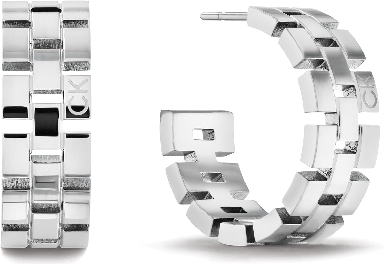 Calvin Klein Brincos de argola para mulher coleção GEOMETRIC