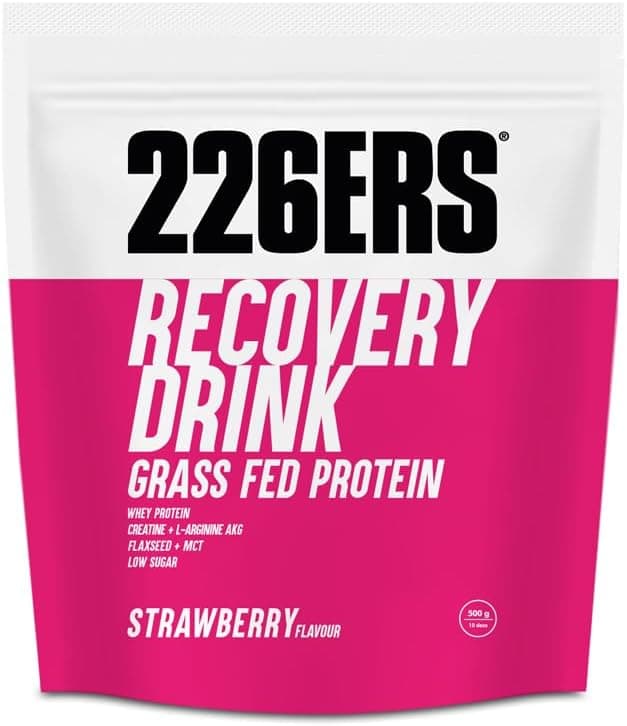 226ERS Recovery Drink Recuperador muscular com proteína, Whey, creatina, hidratos, riglicéridos e L-argginina, sem glúten, morango, 500 g