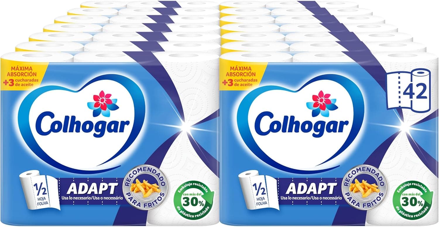Colhogar 14 x 3 - papel de cozinha com recorte de meia folha, 42 rolos