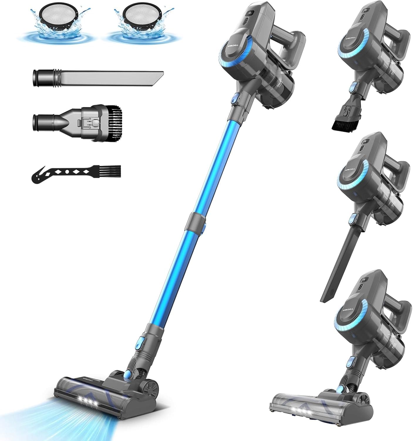 Aspirador sem fio, aspirador ultraleve 6 em 1, bateria de 2200 mAh, até 40 minutos de duração, potente aspirador de mão para chão duro, tapetes, pelo de animais