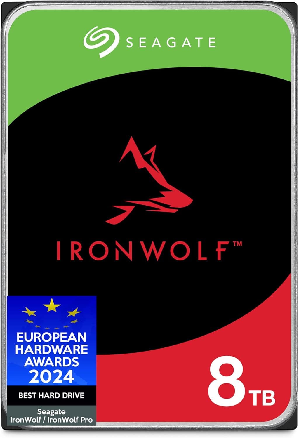 Seagate IronWolf 8TB, NAS Disco rígido interno, 3,5 polegadas, 5400 RPM, CMR, 64 MB cache, SATA 6 GB/S, pacote aberto, serviço de recuperação de dados (ST8000VNZ02)